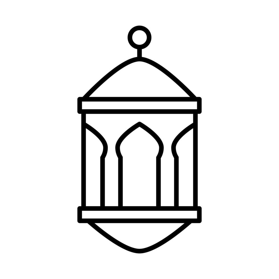 lantaarn ornament eid mubarak islamitische religieuze viering lijn stijlicoon vector