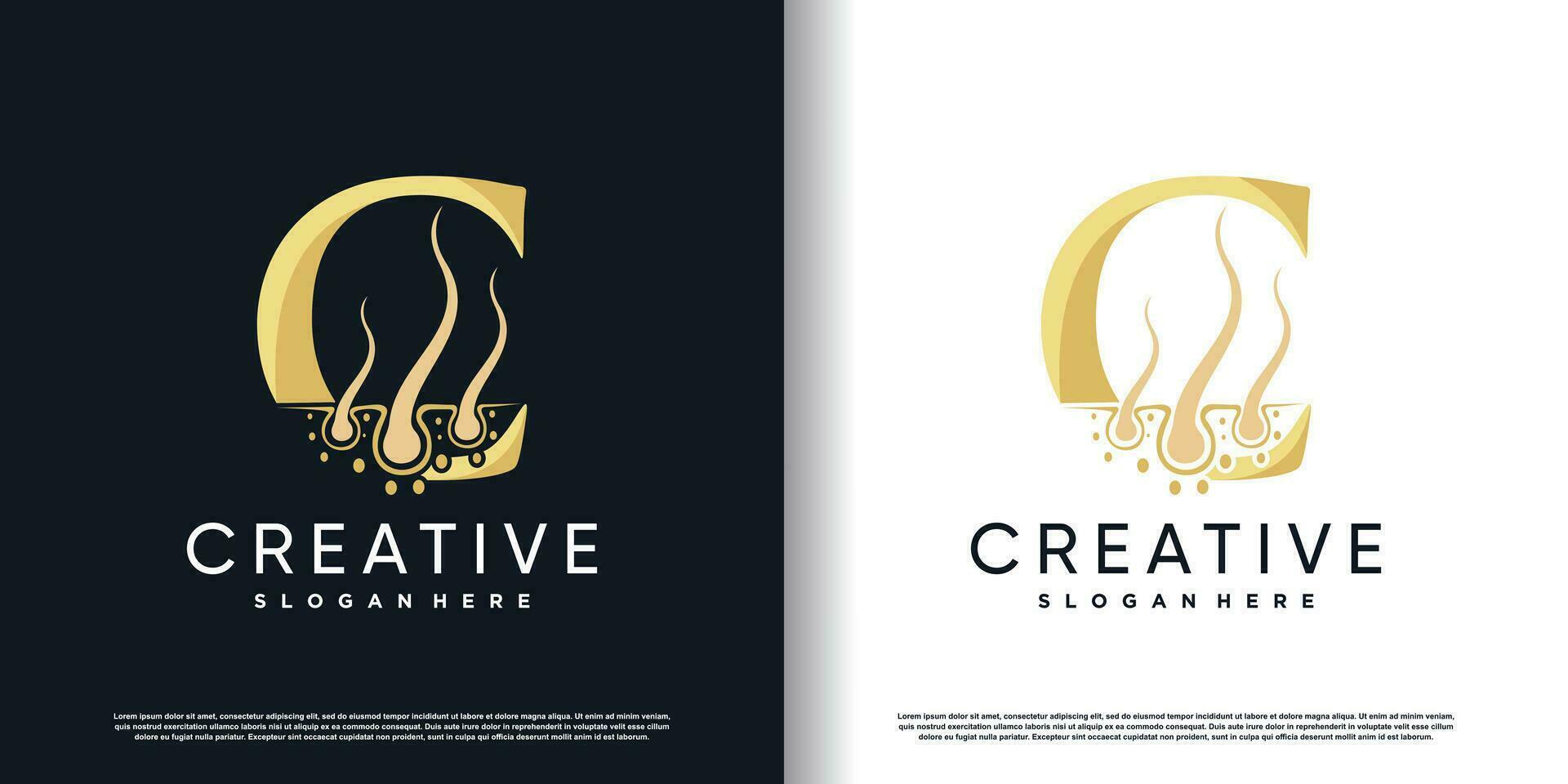 haar- zorg logo icoon met eerste c en creatief concept premie vector