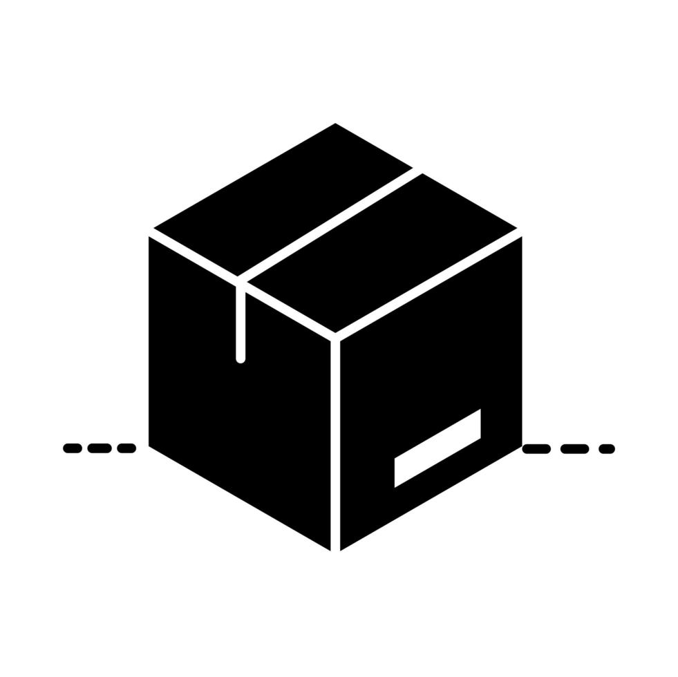 levering verpakking kartonnen doos vrachtdistributie logistieke verzending van goederen silhouet stijlicoon vector