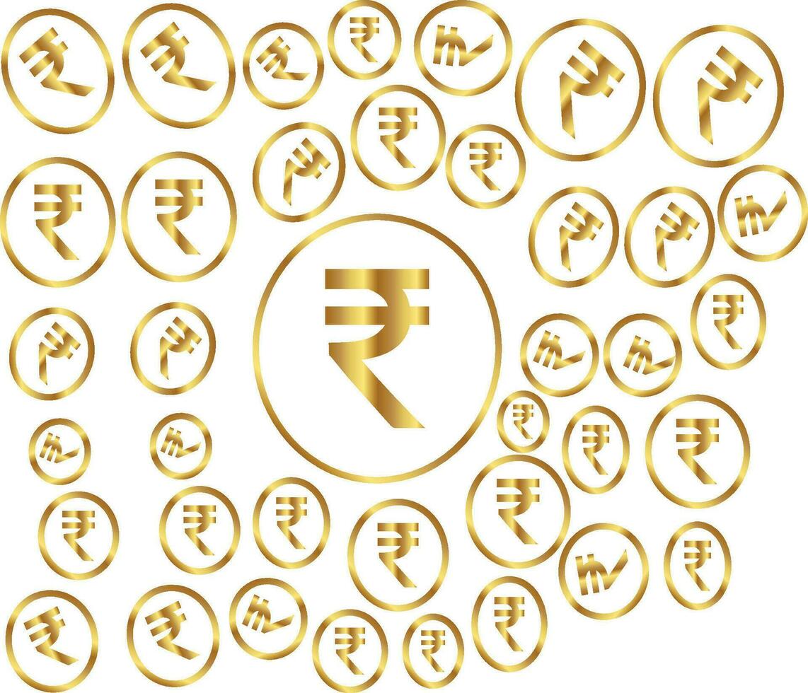 vector Indisch valuta digitaal roepie teken goud achtergrond