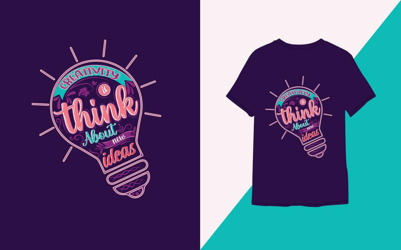 creativiteit is denken over meer ideeën t-shirt ontwerp. vector