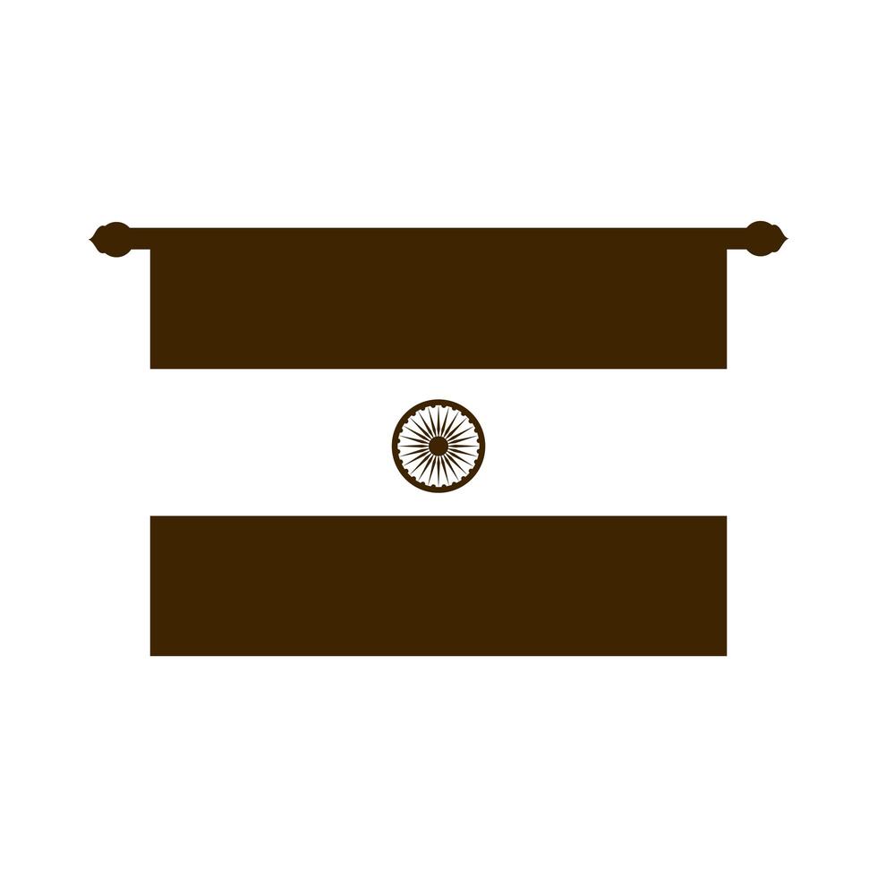 gelukkige dag van de onafhankelijkheid india vlag traditionele hanger silhouet stijlicoon vector