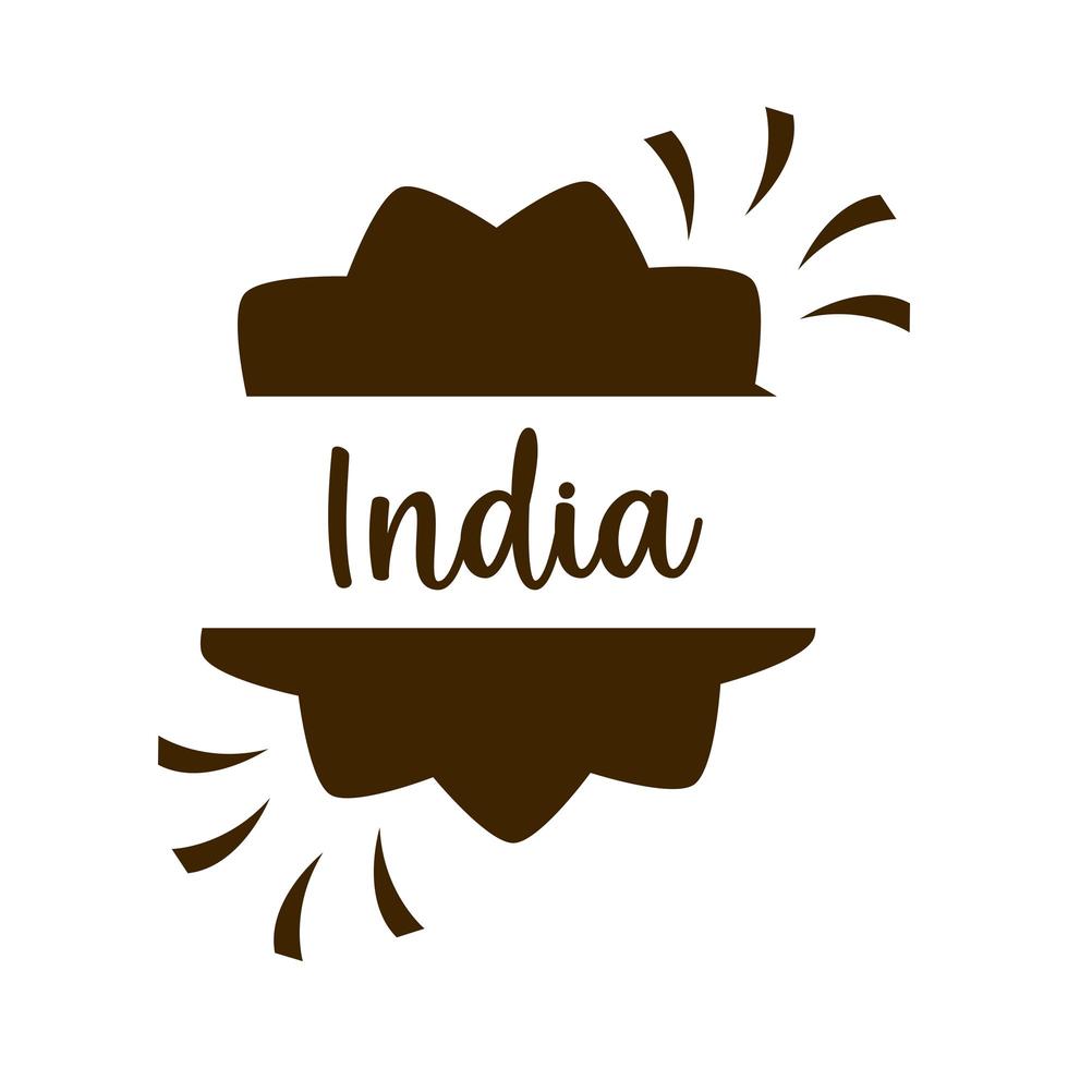gelukkige dag van de onafhankelijkheid india vlag badge viering sjabloon silhouet stijlicoon vector