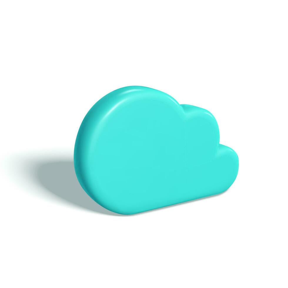 3d wolk. blauw wolk met schaduw geïsoleerd Aan wit achtergrond. vector illustratie