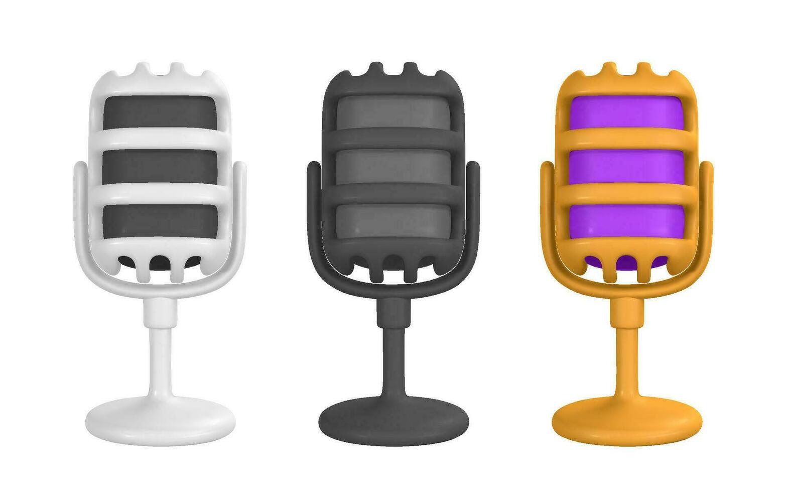 3d microfoon voor radio, muziek- of karaoke. audio uitrusting voor uitzendingen en Sollicitatiegesprekken in tekenfilm stijl. vector illustratie