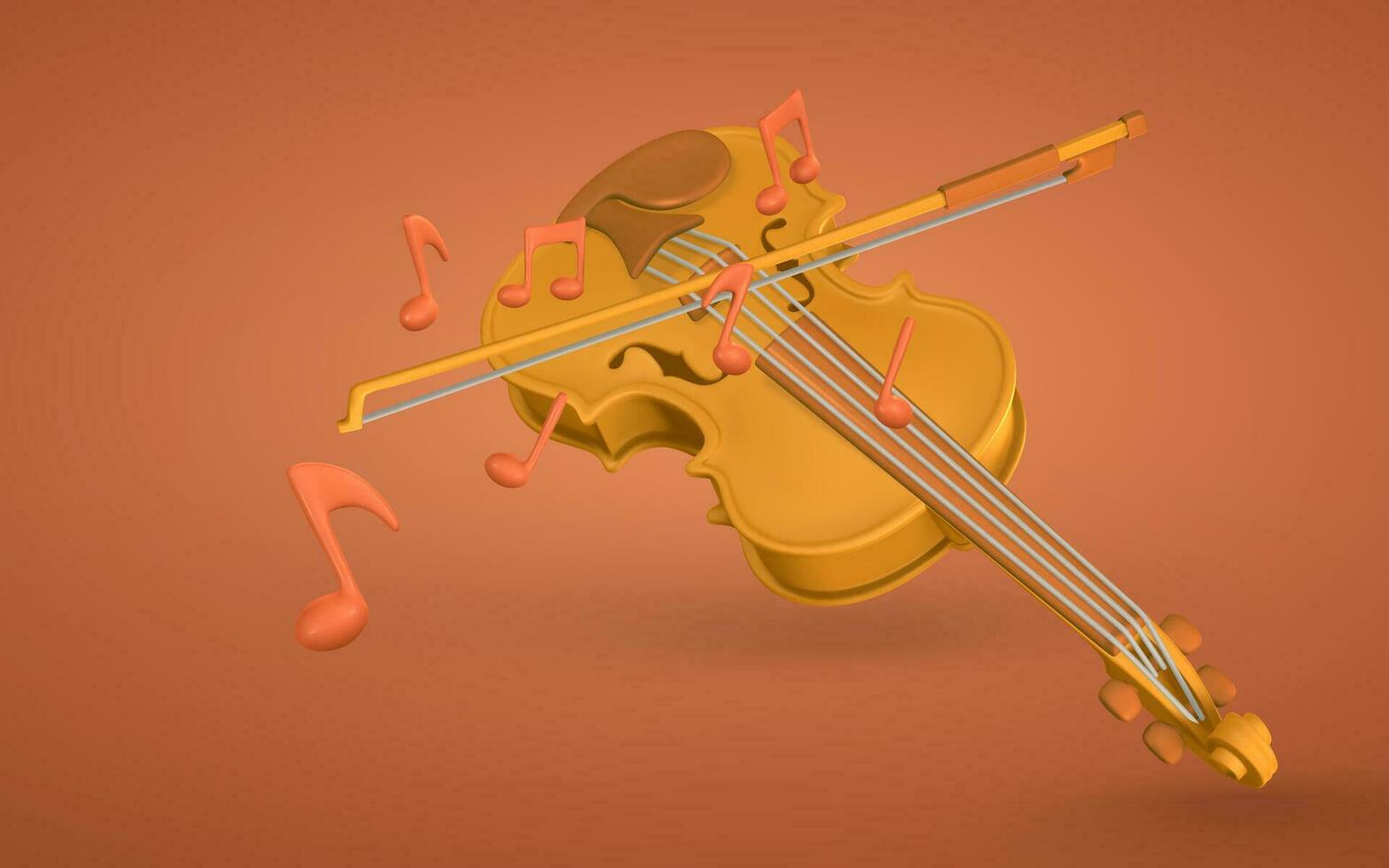 3d realistisch viool voor muziek- concept ontwerp in plastic tekenfilm stijl. vector illustratie