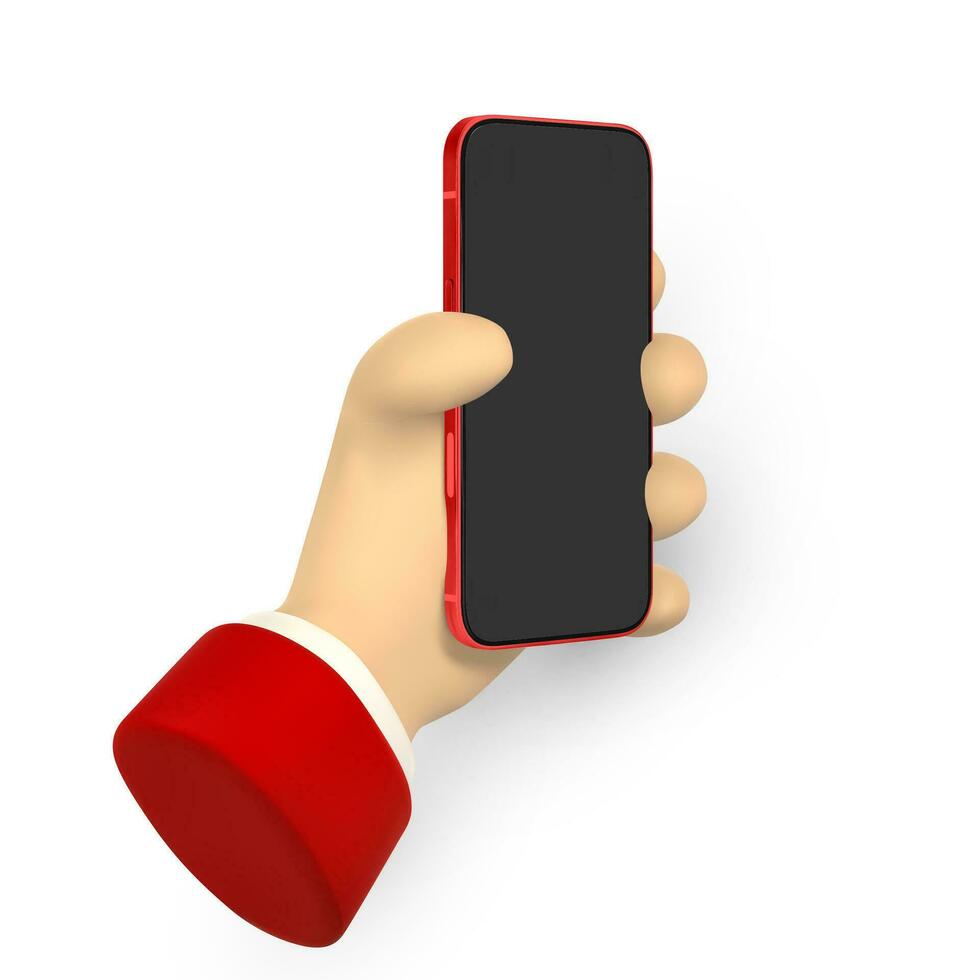 tekenfilm karakter handen met slim telefoon, scrollen of zoeken voor iets. 3d geven hand- zakenman in pak. vector illustratie