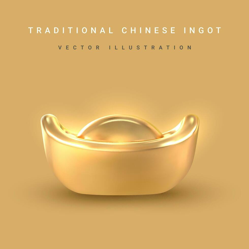 3d traditioneel Chinese goud ingots. Aziatisch traditioneel element. vector illustratie