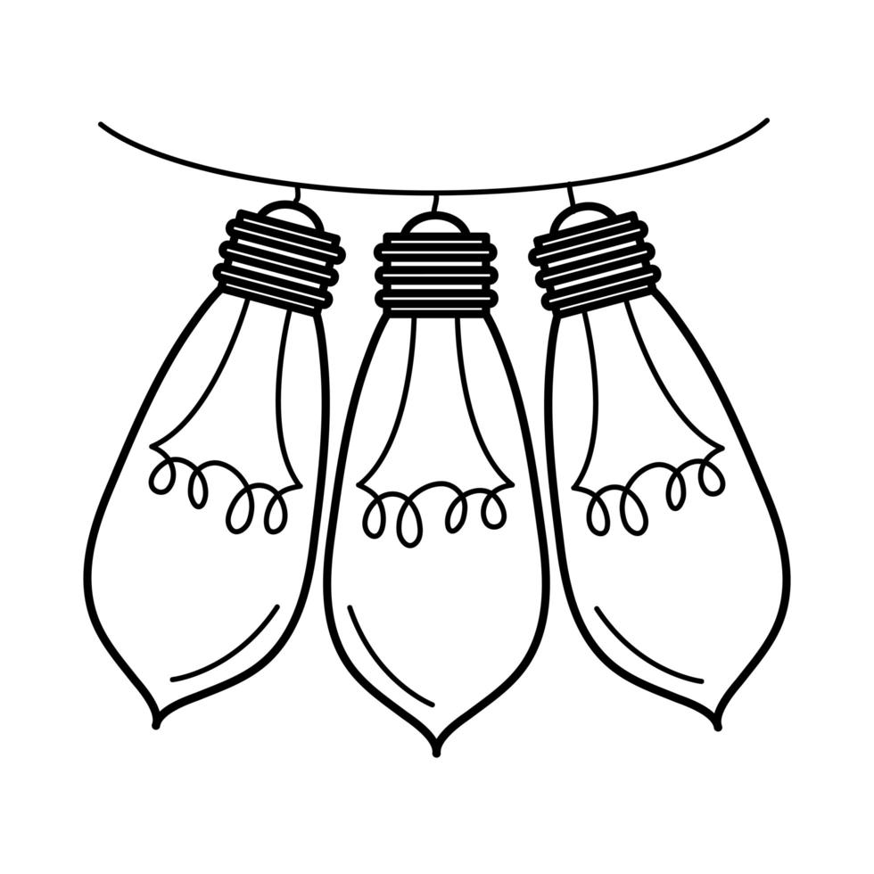 hangende lampen elektrische gloeilamp eco idee metafoor geïsoleerd pictogram lijnstijl vector