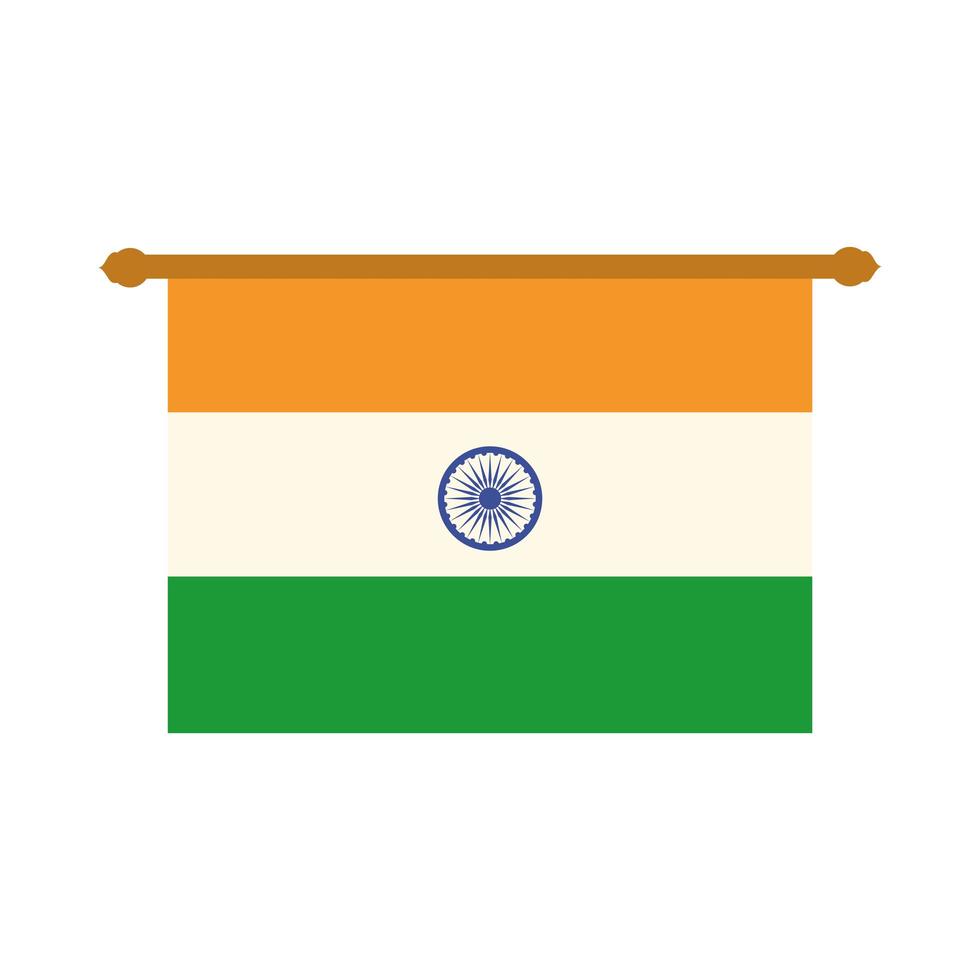 gelukkige dag van de onafhankelijkheid india vlag traditionele hanger platte stijlicoon vector