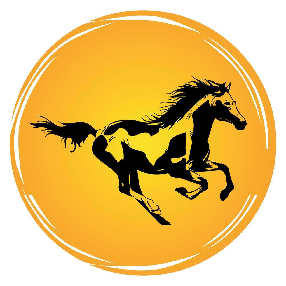 paard mustang rennen wijnoogst zonsondergang t overhemd ontwerp vector illustratie