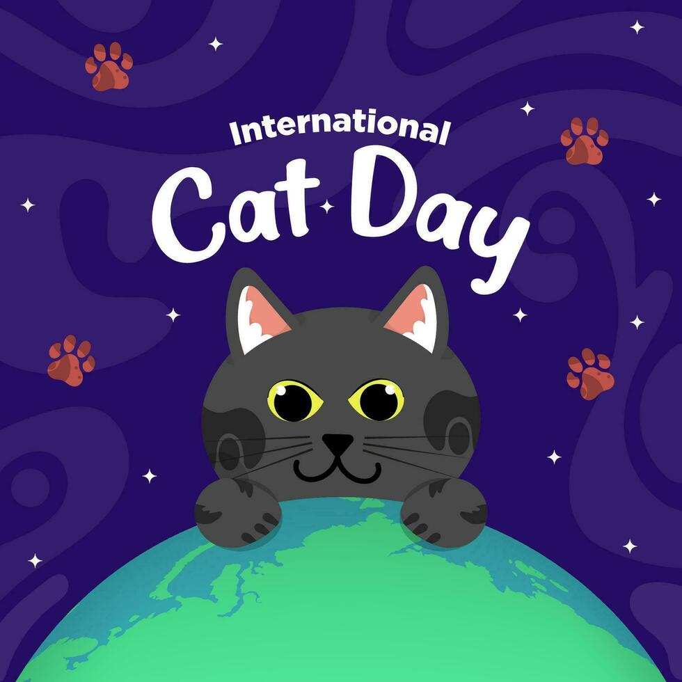 vector schattig Internationale kat dag vlak hand- getrokken thema kat knuffels de aarde illustratie