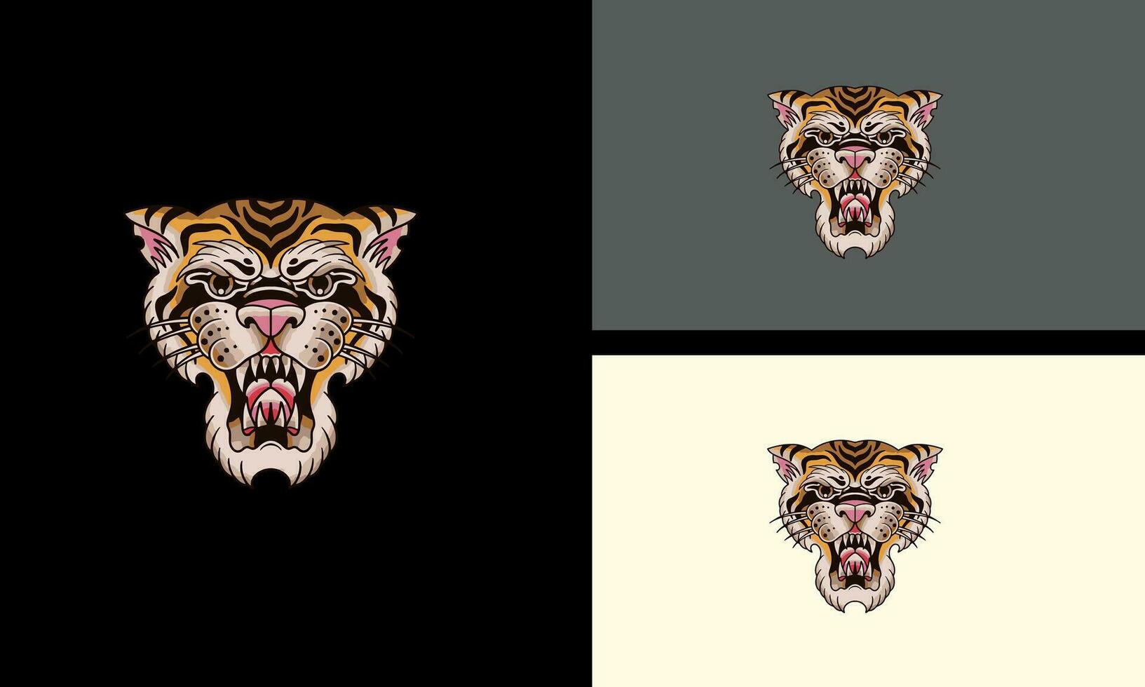 hoofd tijger met vlammen vector illustratie mascotte ontwerp