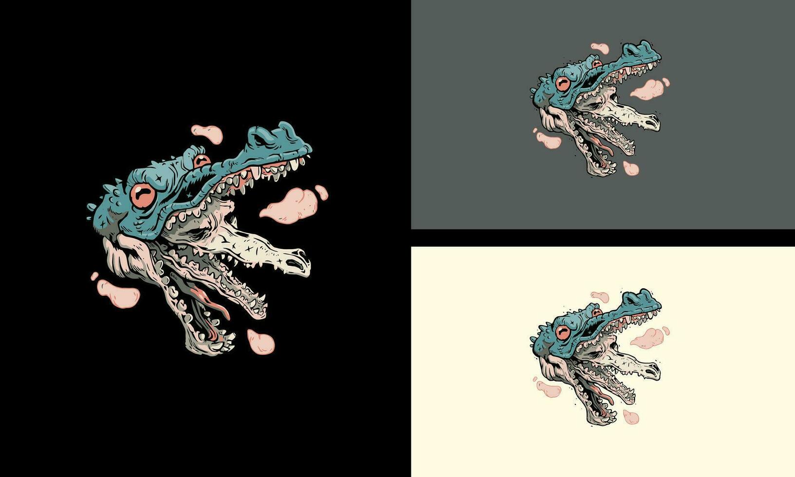 hoofd krokodil zombie vector mascotte ontwerp