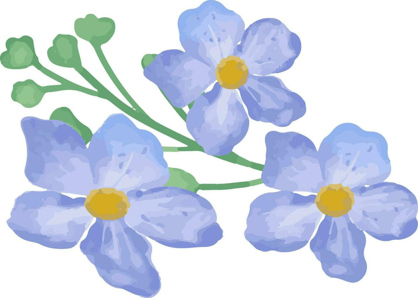 blauw bloemen boeket met groen vector