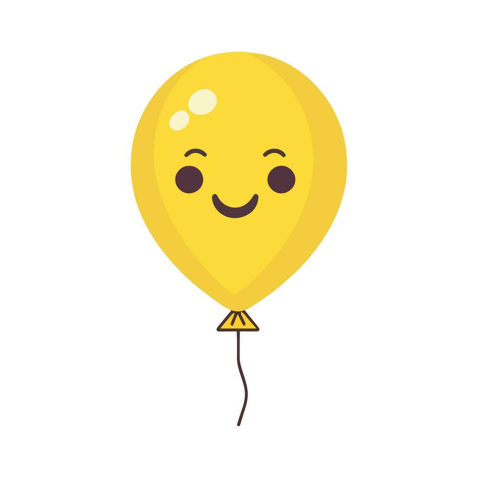 schattig ballon met draad in tekenfilm vlak stijl geïsoleerd Aan wit achtergrond. ballon met ogen vector icoon