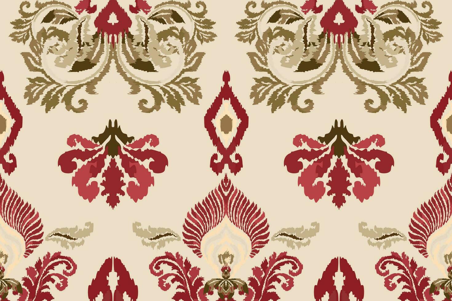 ikat romance etnisch Pauw tribal naadloos patroon voor behang, decoratie, stof en textiel, achtergrond, tapijt. vector