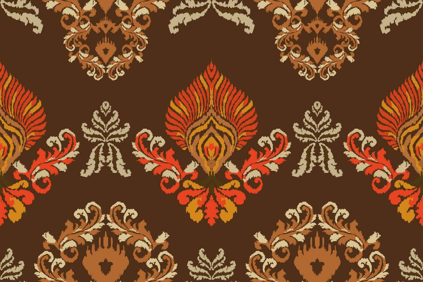 ikat romance etnisch Pauw tribal naadloos patroon voor behang, decoratie, stof en textiel, achtergrond, tapijt. vector