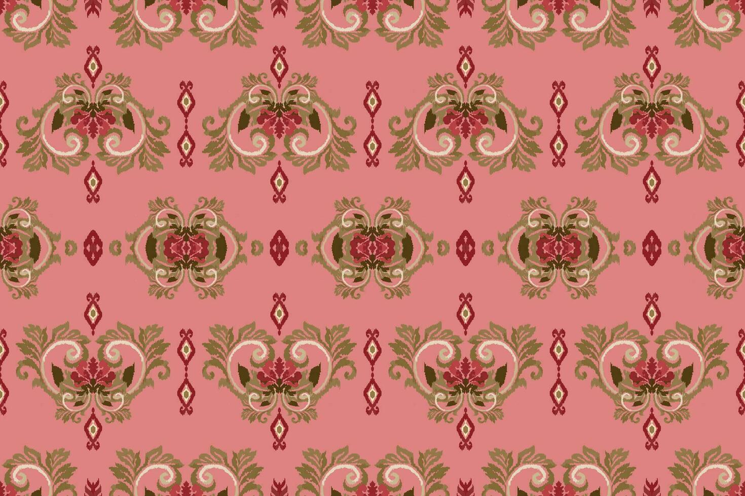 ikat romance etnisch Pauw tribal naadloos patroon voor behang, decoratie, stof en textiel, achtergrond, tapijt. vector