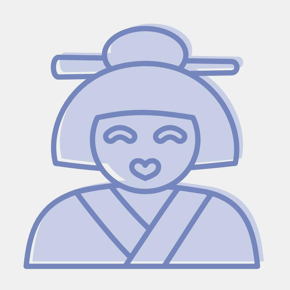 icoon geisha. Japan elementen. pictogrammen in twee toon stijl. mooi zo voor afdrukken, affiches, logo, advertentie, infografieken, enz. vector