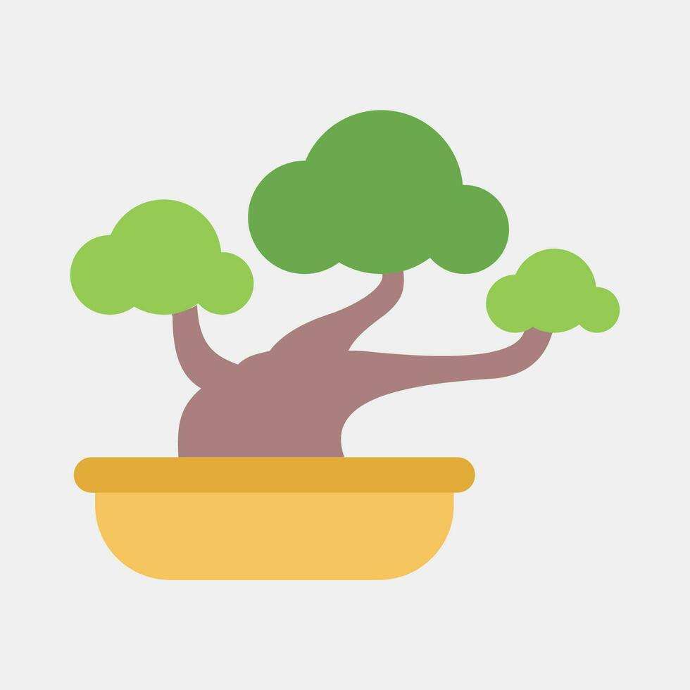 icoon bonsai. Japan elementen. pictogrammen in vlak stijl. mooi zo voor afdrukken, affiches, logo, advertentie, infografieken, enz. vector