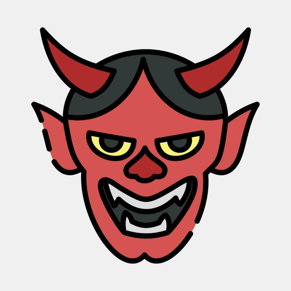 icoon hannya masker. Japan elementen. pictogrammen in gevulde lijn stijl. mooi zo voor afdrukken, affiches, logo, advertentie, infografieken, enz. vector