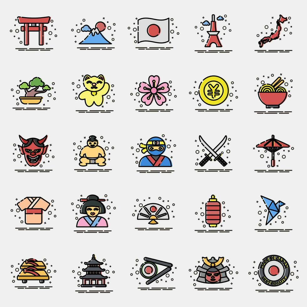 icoon reeks van Japan. Japan elementen. pictogrammen in mbe stijl. mooi zo voor afdrukken, affiches, logo, advertentie, infografieken, enz. vector