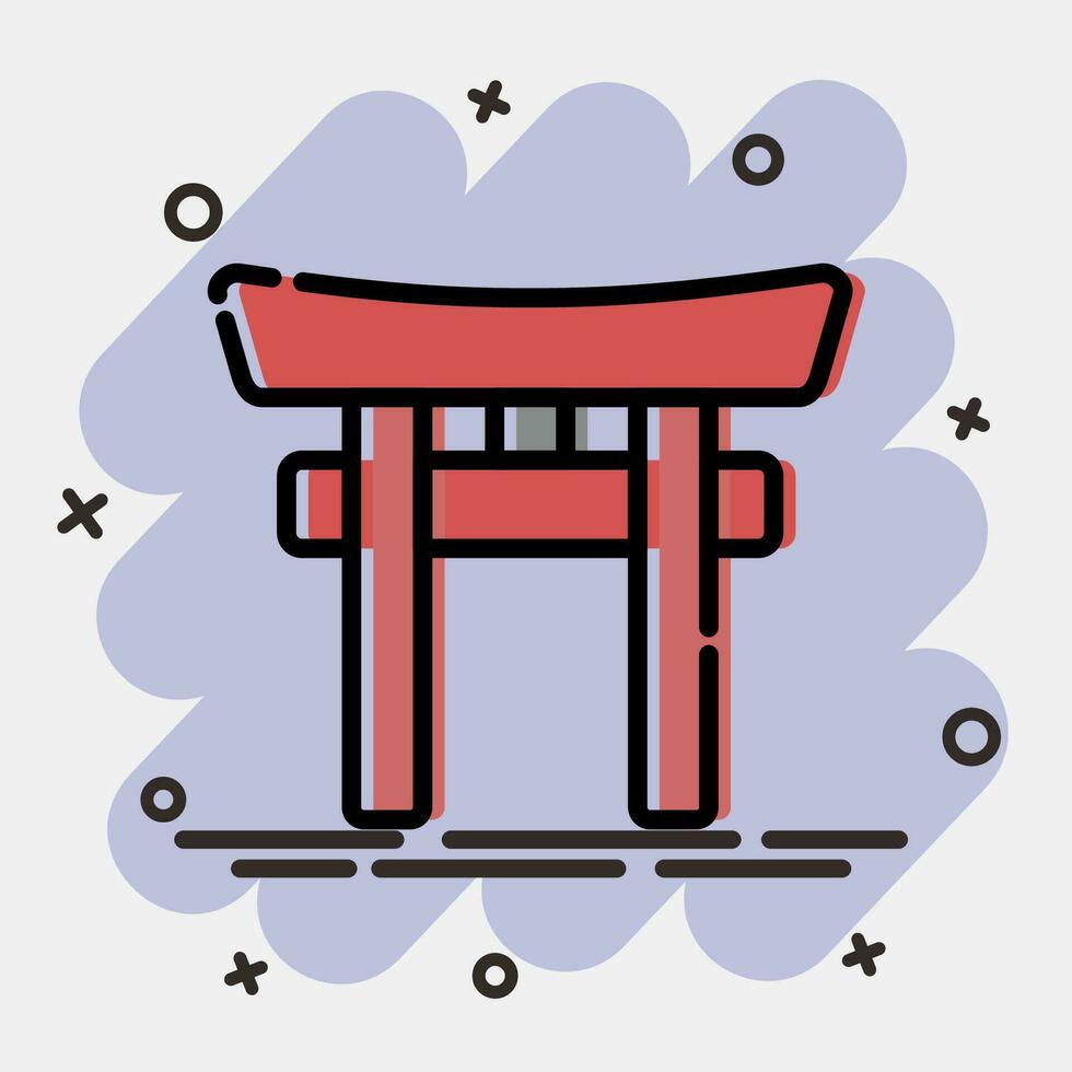icoon torii poort. Japan elementen. pictogrammen in grappig stijl. mooi zo voor afdrukken, affiches, logo, advertentie, infografieken, enz. vector