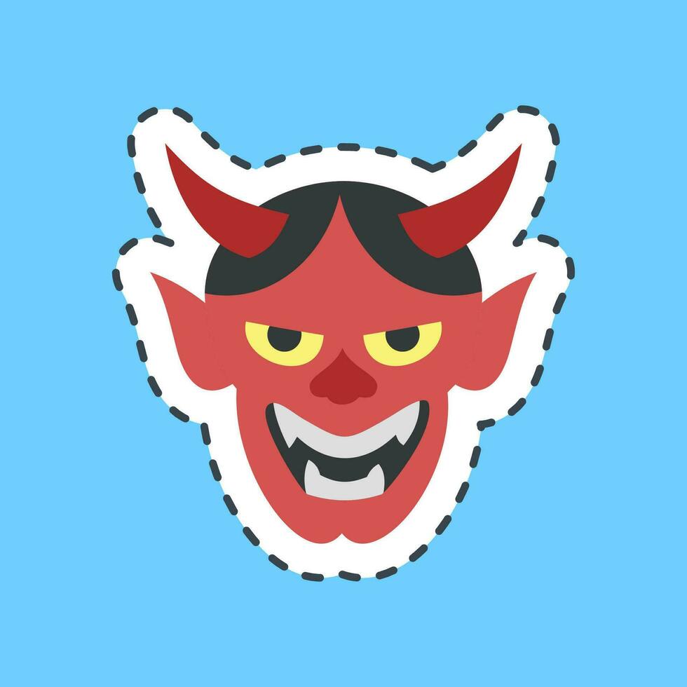 sticker lijn besnoeiing hannya masker. Japan elementen. mooi zo voor afdrukken, affiches, logo, advertentie, infografieken, etc.ogo, advertentie, infografieken, enz. vector