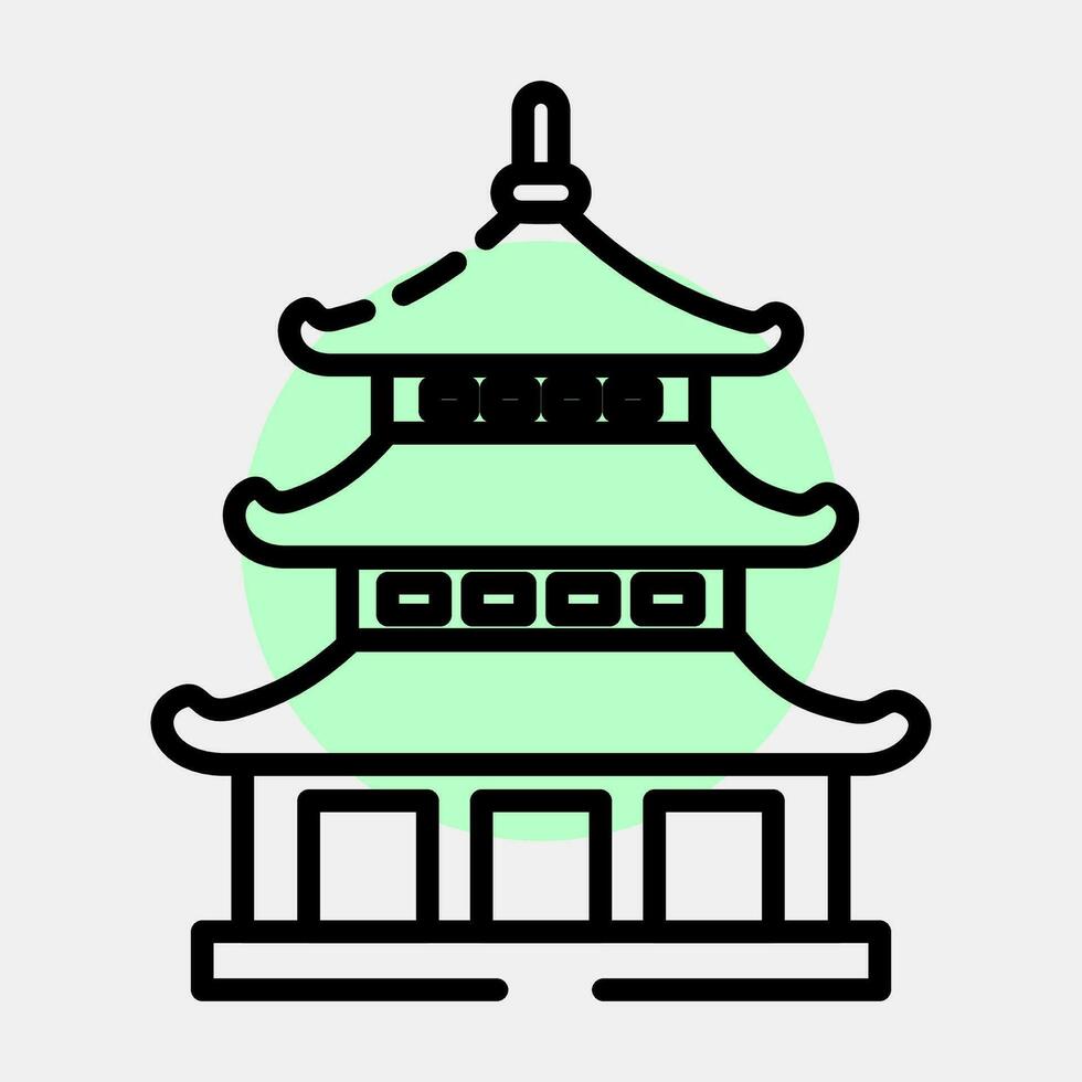 icoon pagode. Japan elementen. pictogrammen in kleur plek stijl. mooi zo voor afdrukken, affiches, logo, advertentie, infografieken, enz. vector