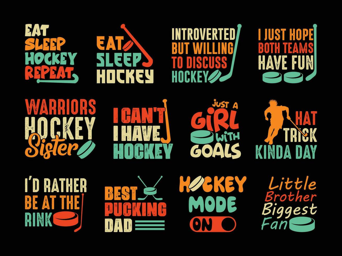 hockey t overhemd ontwerp bundel, vector hockey t overhemd ontwerp, hockey overhemd typografie t overhemd ontwerp verzameling