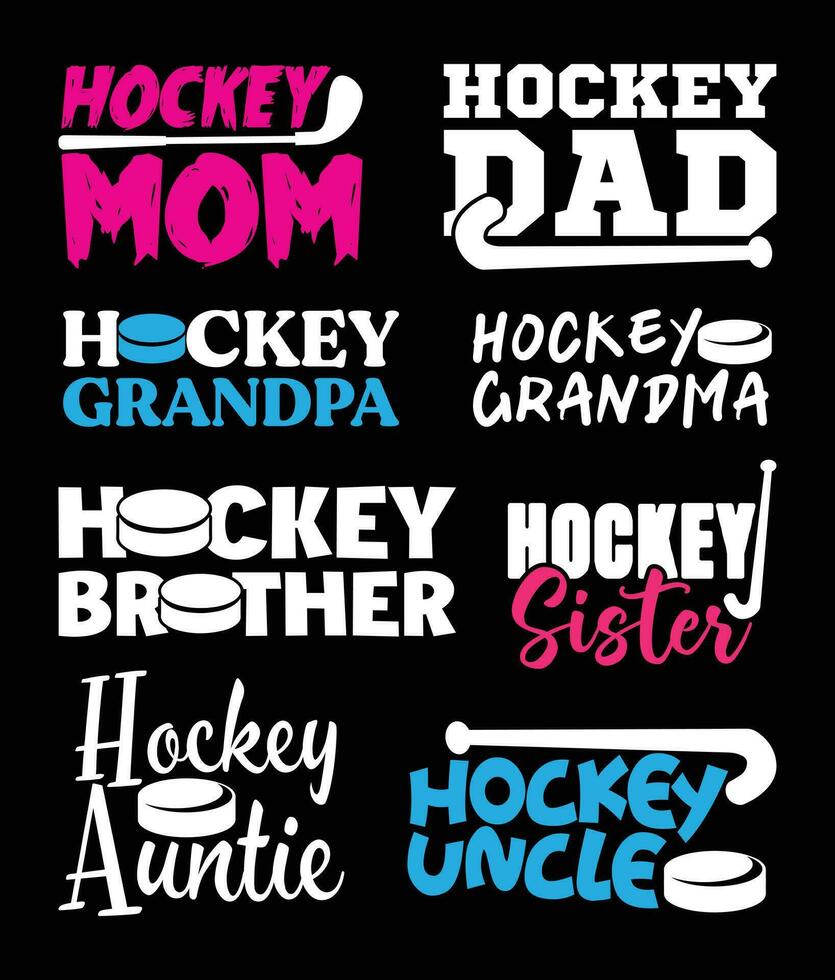 hockey familie t overhemd ontwerp bundel, vector hockey t overhemd ontwerp, hockey overhemd typografie t overhemd ontwerp verzameling