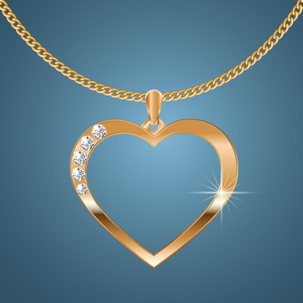 ketting met een hartvormige hanger aan een gouden ketting. decoratie voor vrouwen. vector
