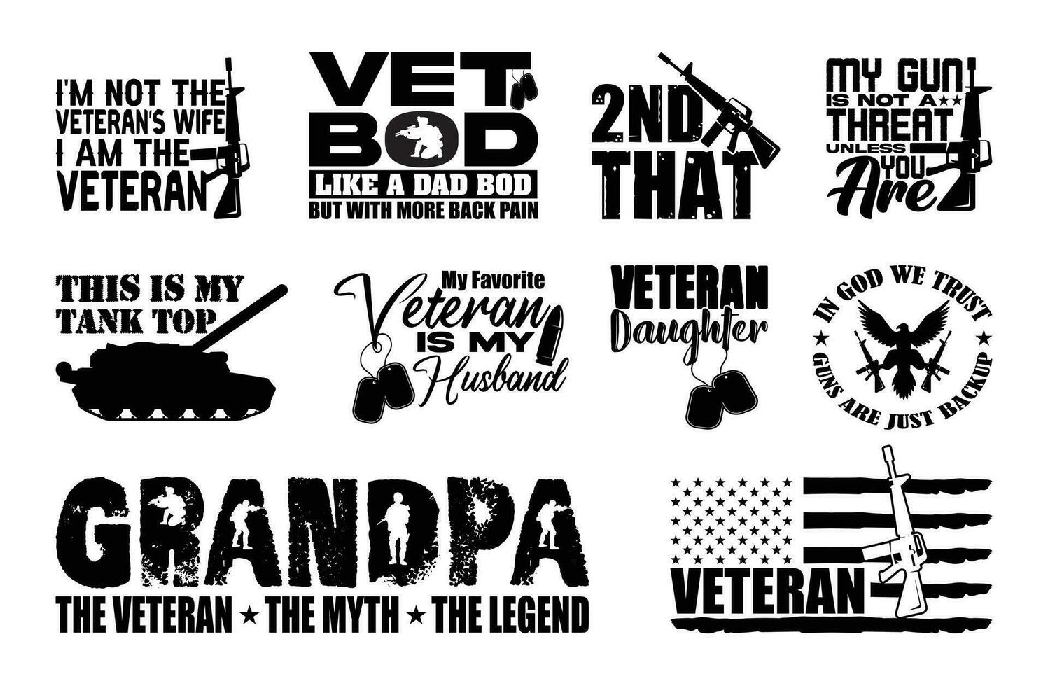 veteraan t overhemd ontwerp bundel, citaten over veteranen dag, leger t shirt, leger typografie t overhemd ontwerp verzameling vector