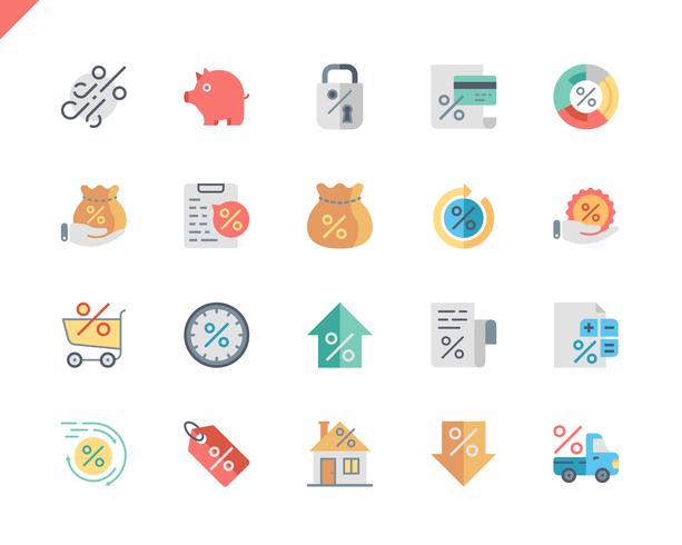 Simple Set Loan Flat Icons voor website en mobiele apps. 48x48 Pixel Perfect. Vector illustratie.