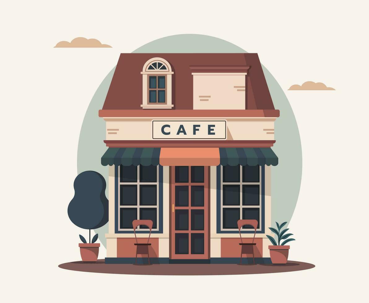 gemakkelijk cafe huis vector illustratie