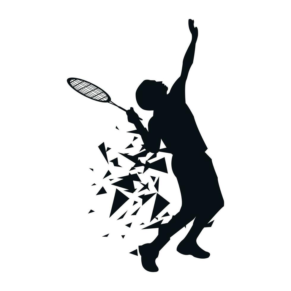 vrouw gazon tennis sport silhouet, portie positie vector