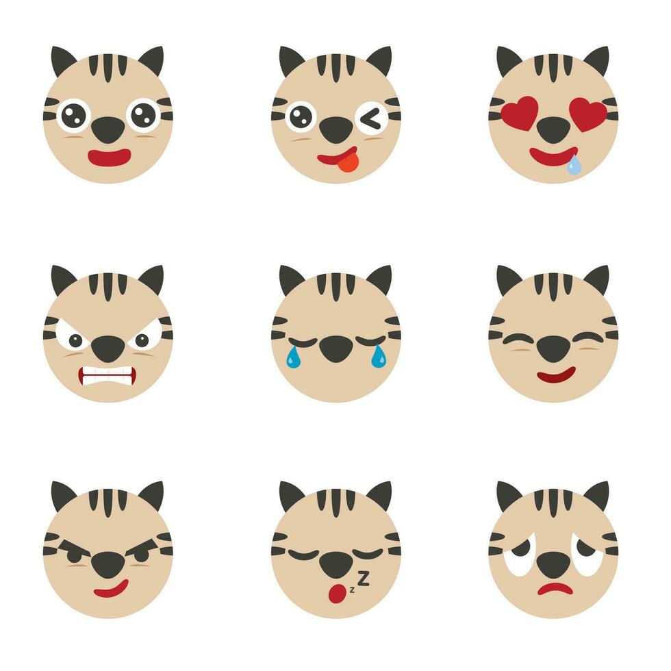 reeks van schattig kat emoticons.kat gezicht icoon Aan wit achtergrond vector