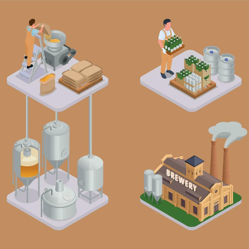 brouwerij bier productie set vector