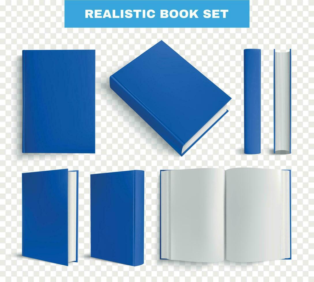 blauw boek mockup reeks vector