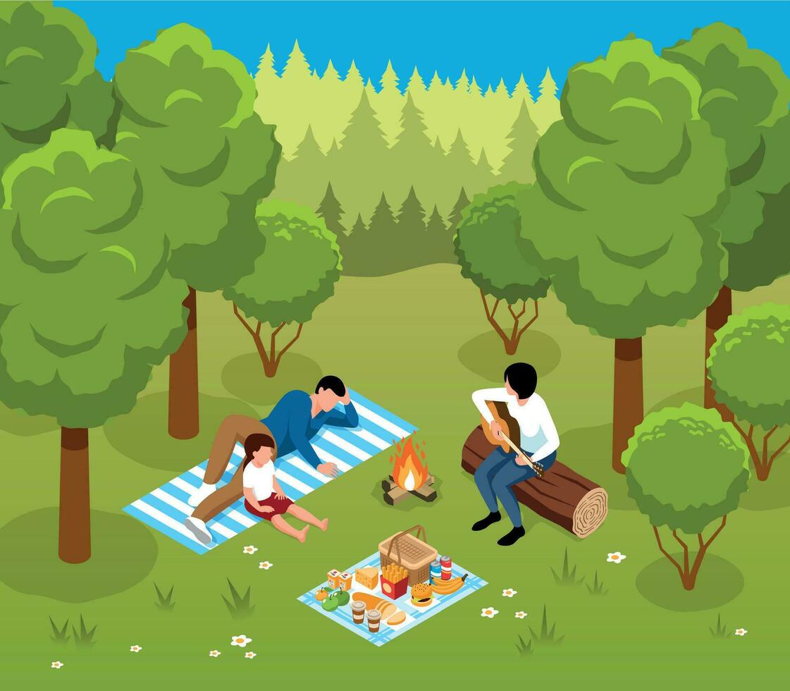 isometrische barbecue concept vector