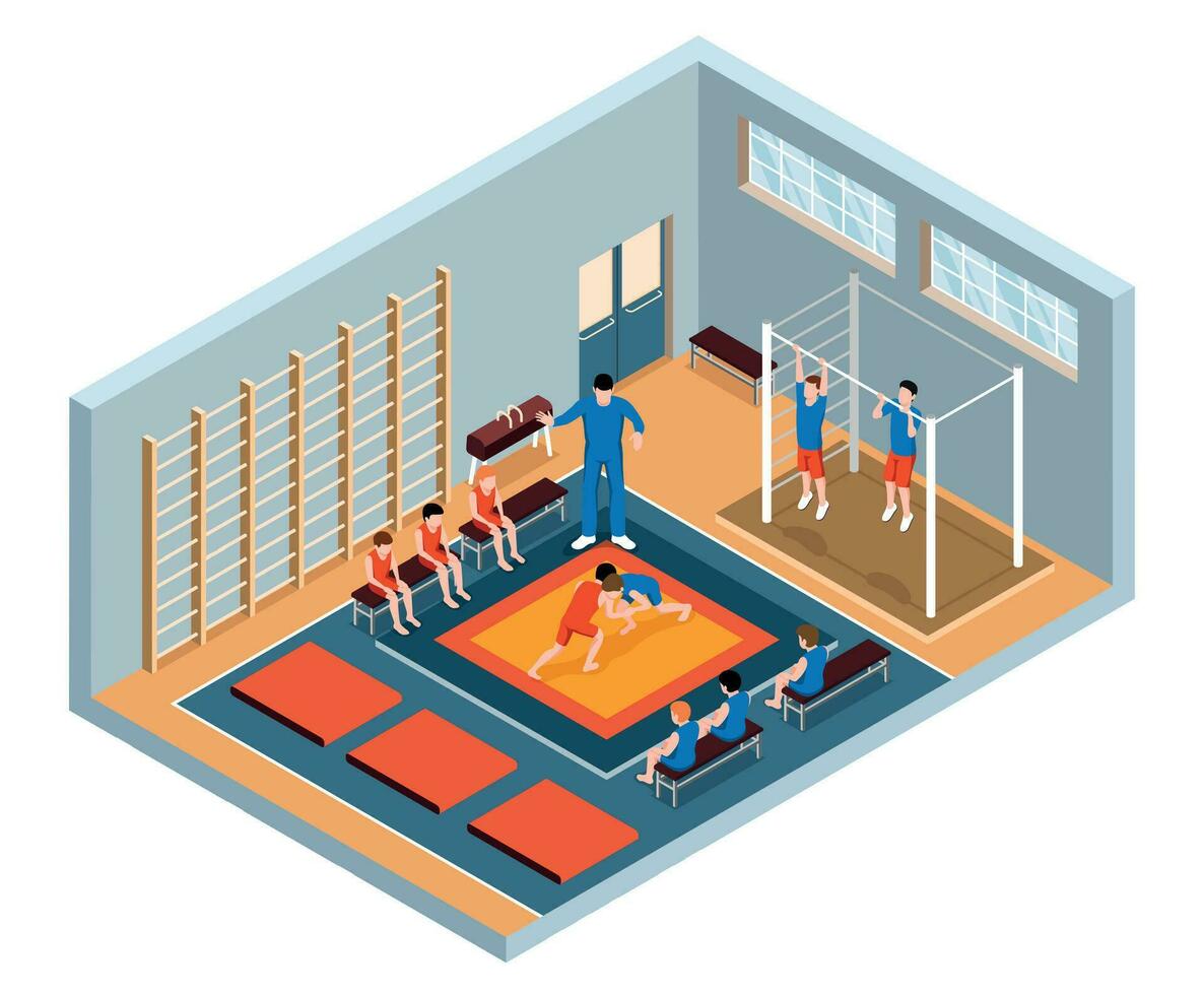 isometrische school- Sportschool vector