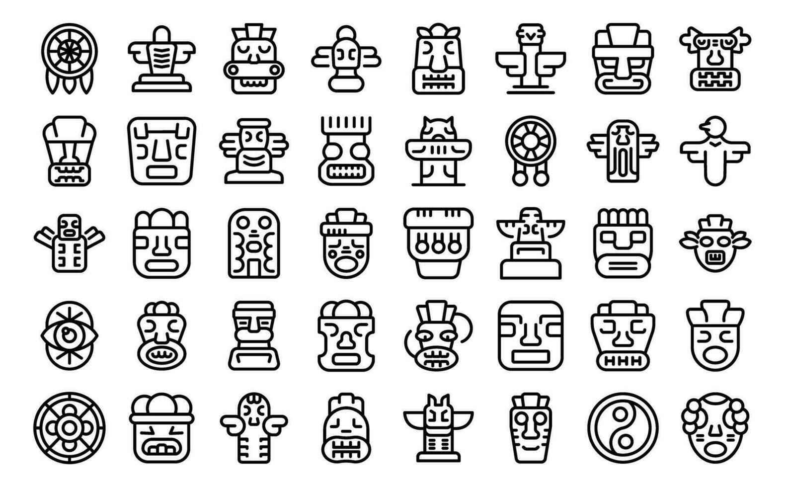 totem pictogrammen reeks schets vector. steen altaar vector