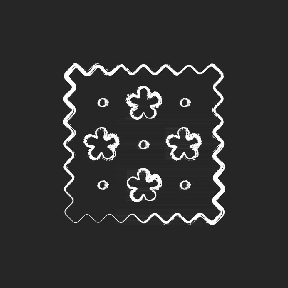 abstract printpatroon op stof krijt wit pictogram op zwarte achtergrond vector