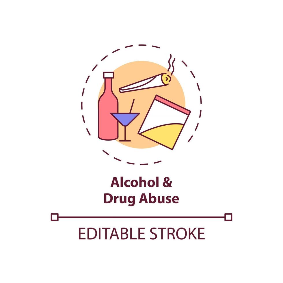 alcohol en drugsmisbruik concept icoon vector