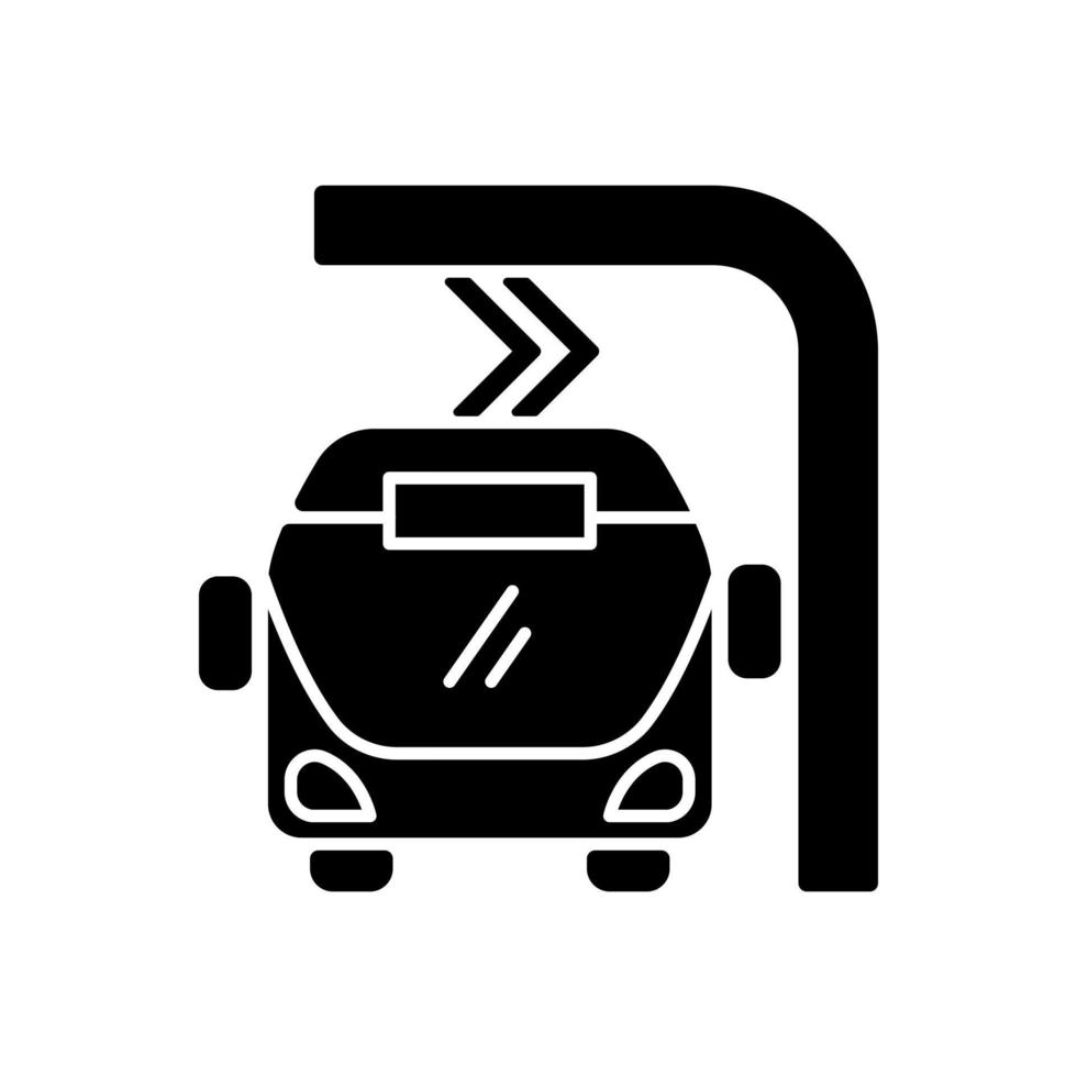 elektrische bus onderweg opladen zwart glyph-pictogram vector