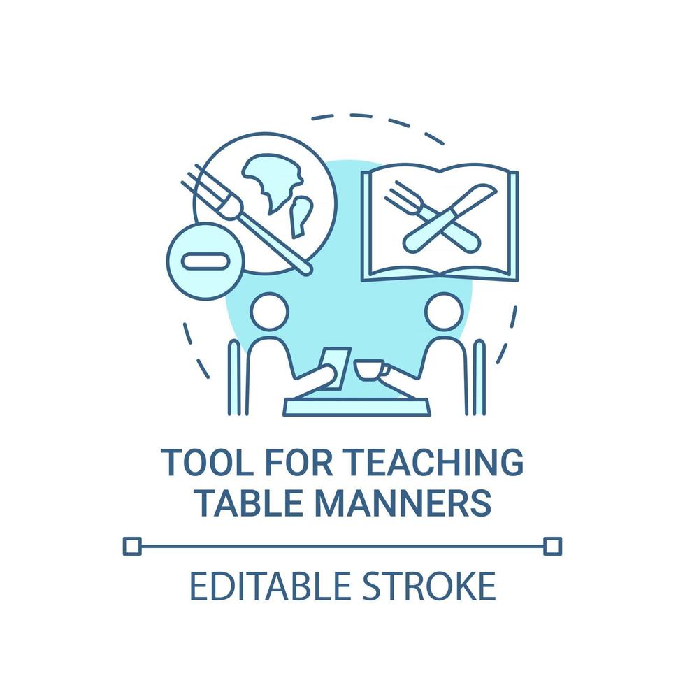 hulpmiddel voor het aanleren van tafelmanieren concept icon vector