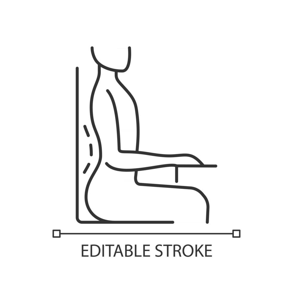 onnatuurlijke zitpositie lineair pictogram vector