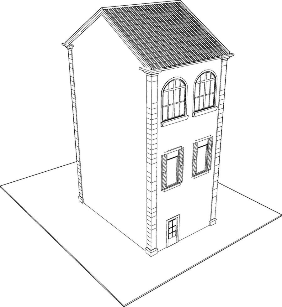 3d illustratie van gebouw project vector