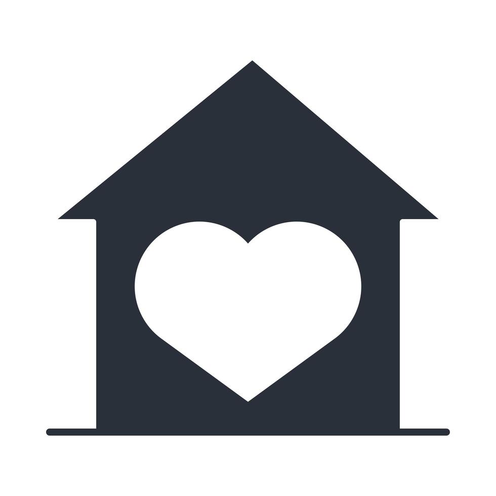 huis liefde hart familiedag icoon in silhouet stijl vector